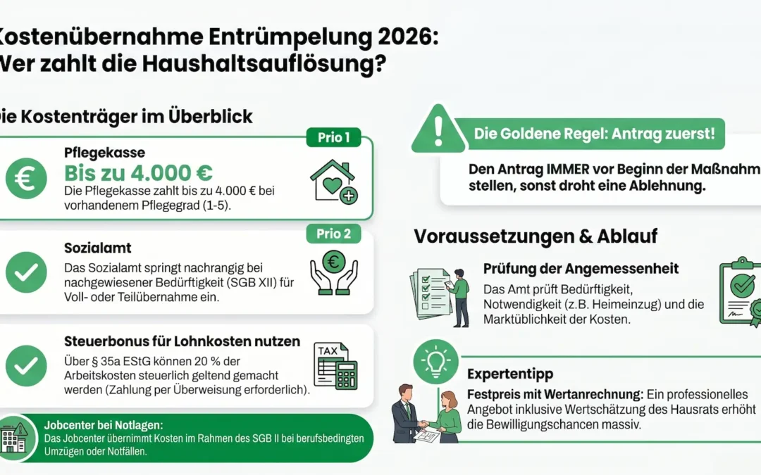 Sozialamt übernimmt Entrümpelung & Haushaltsauflösung: Antrag, Ablauf, Voraussetzungen